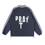 Pray S7 Contrast Striped Lapel Collar Sweatshirt