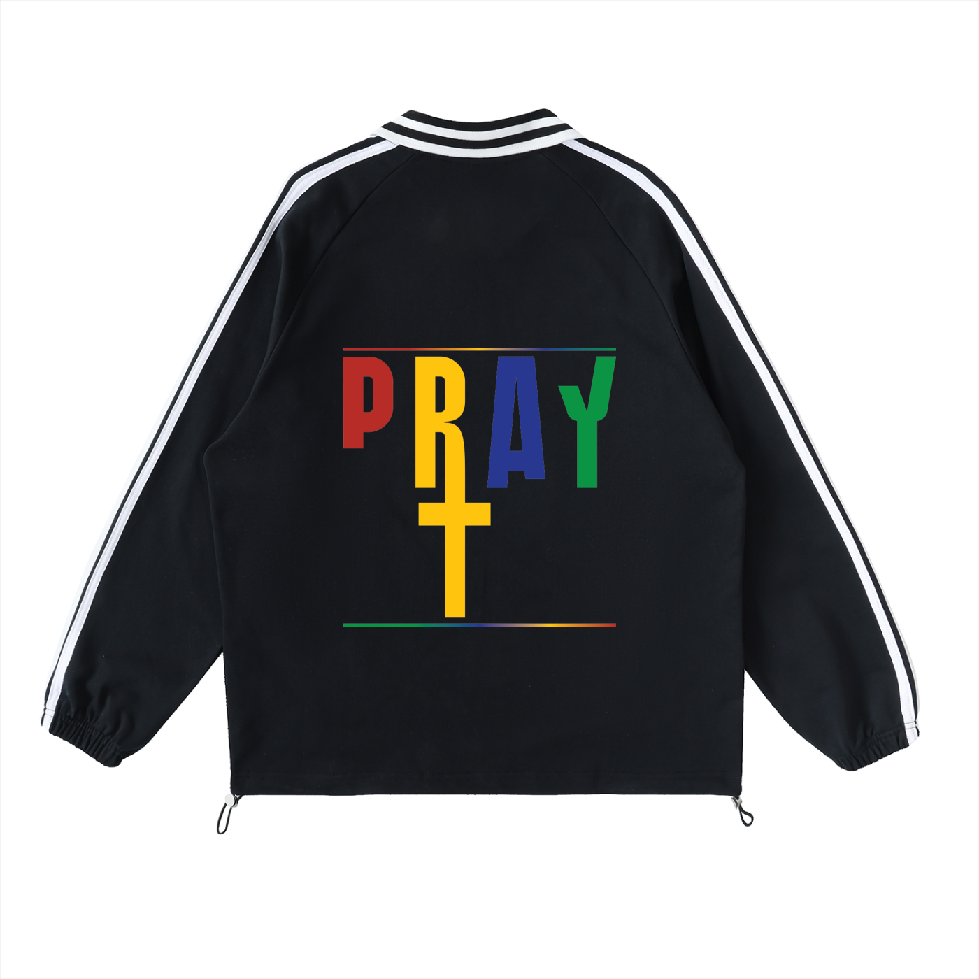 Pray S7 Contrast Striped Lapel Collar Sweatshirt