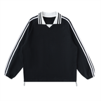 Pray S7 Contrast Striped Lapel Collar Sweatshirt