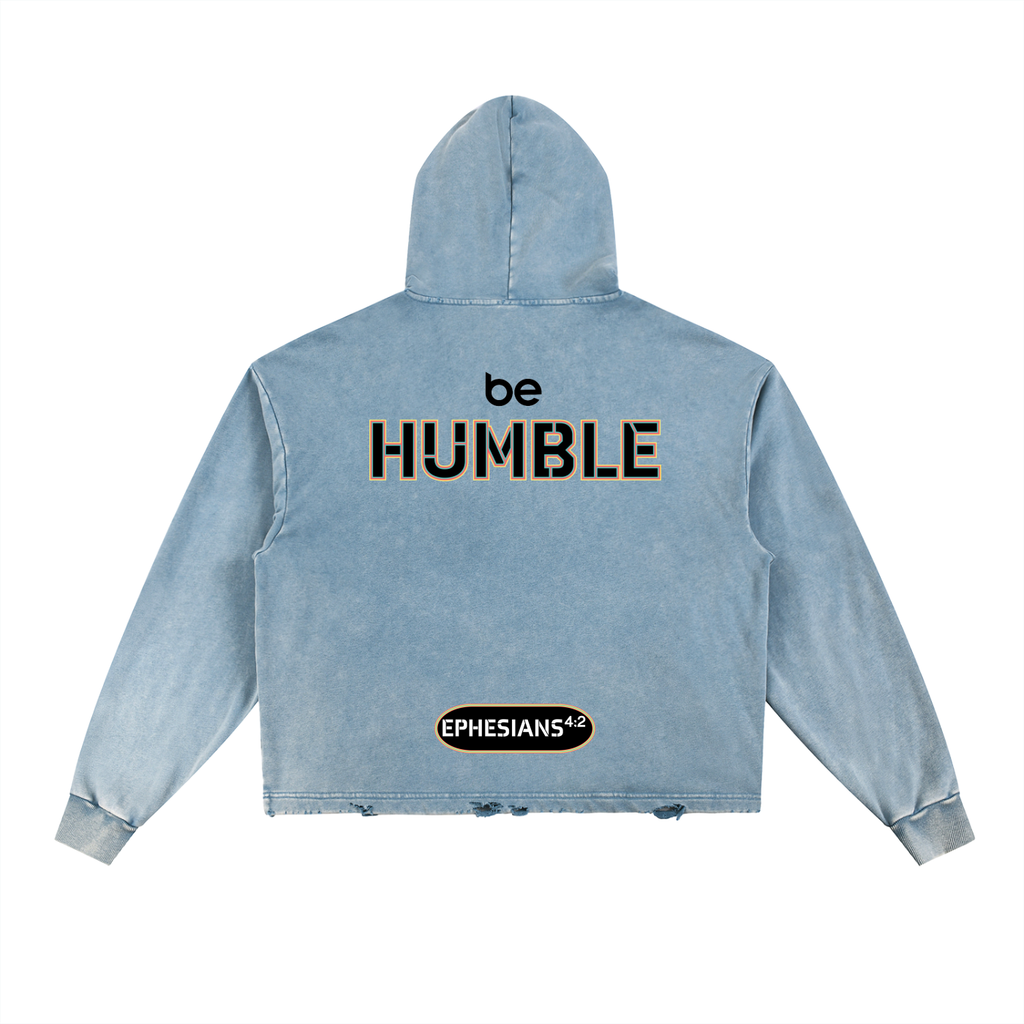 Be Humble S1 Vintage Washed Frayed-Hem Hoodie