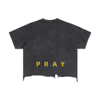 Pray S5 Vintage Wash Boxy Distressed Hem T-Shirt