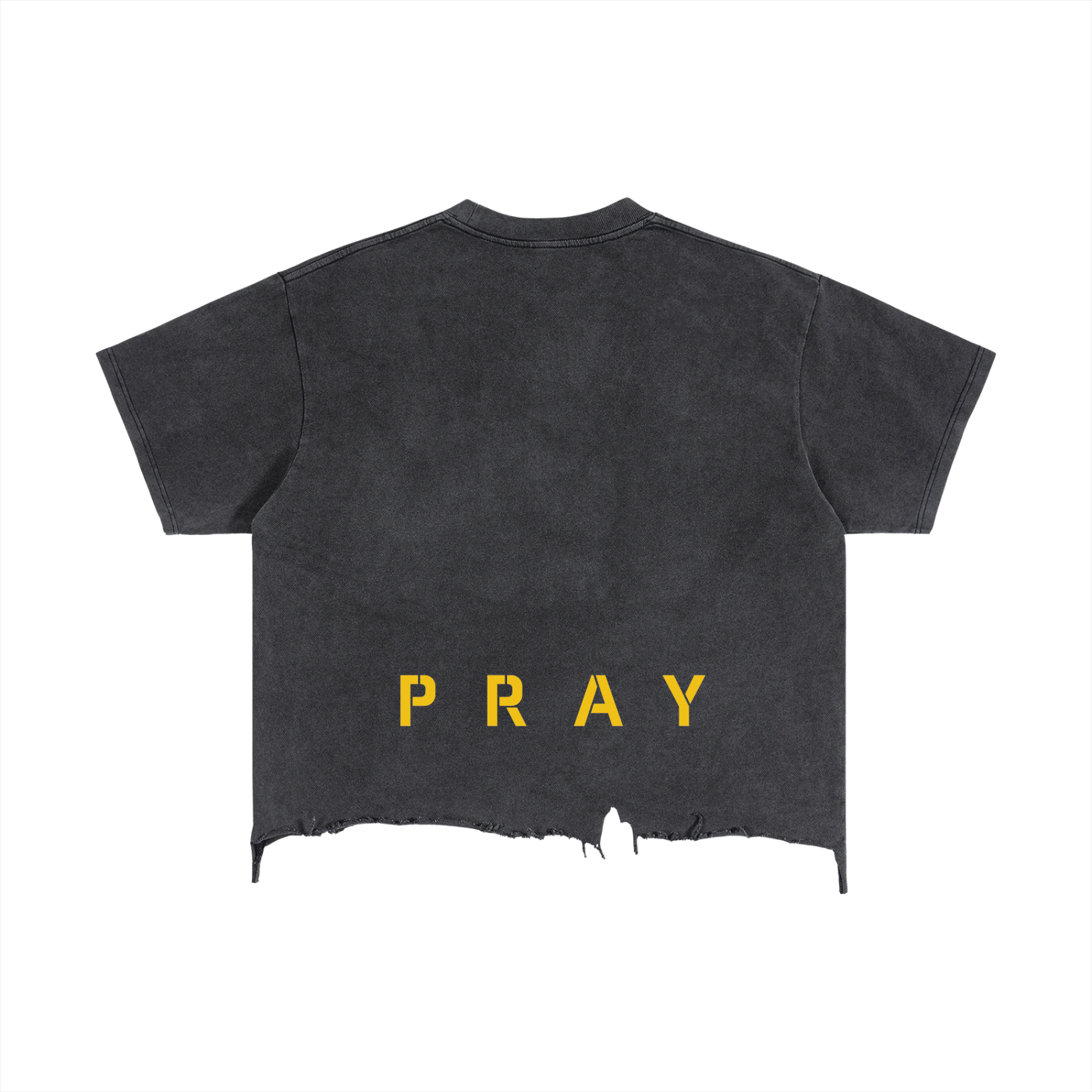 Pray S5 Vintage Wash Boxy Distressed Hem T-Shirt