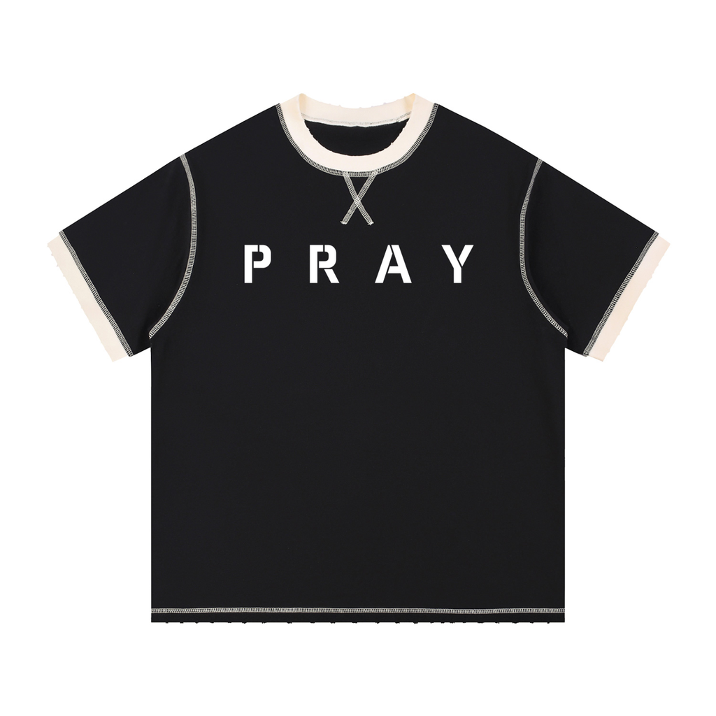 Pray S5 Contrast-Stitched Cotton T-Shirt