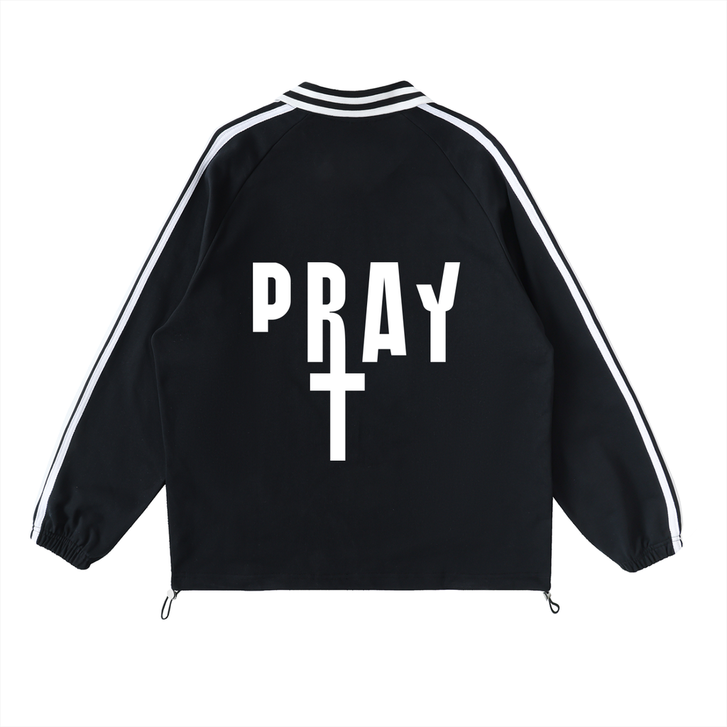 Pray S7 Contrast Striped Lapel Collar Sweatshirt
