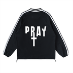 Pray S7 Contrast Striped Lapel Collar Sweatshirt