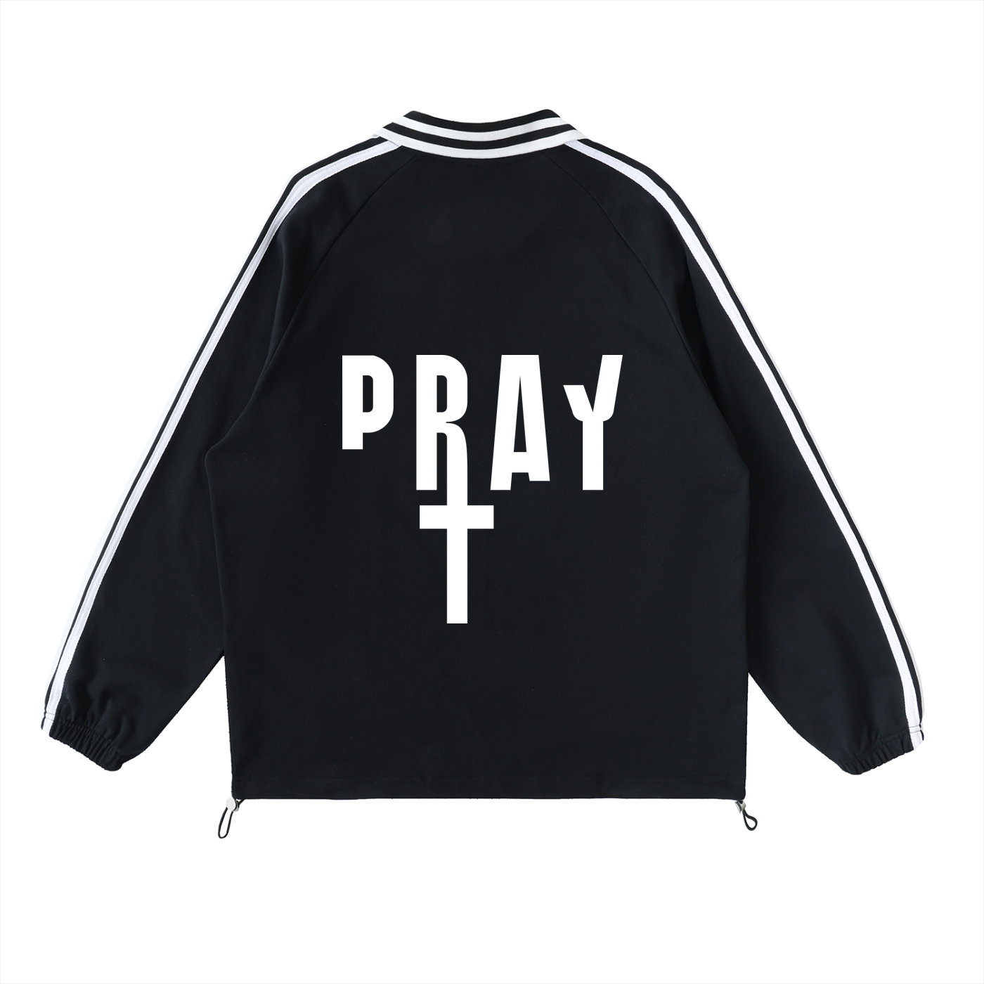 Pray S7 Contrast Striped Lapel Collar Sweatshirt