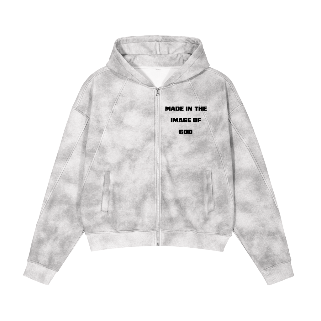 Created S2 Dirty Washed Zip-Up Fleece Hoodie