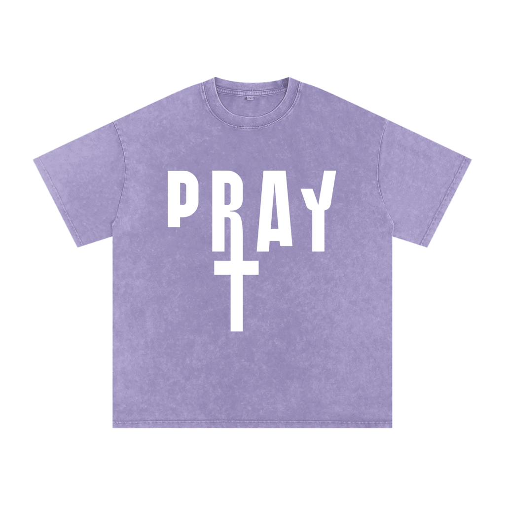 Pray S7 Snow Washed Oversized Cotton T-Shirt