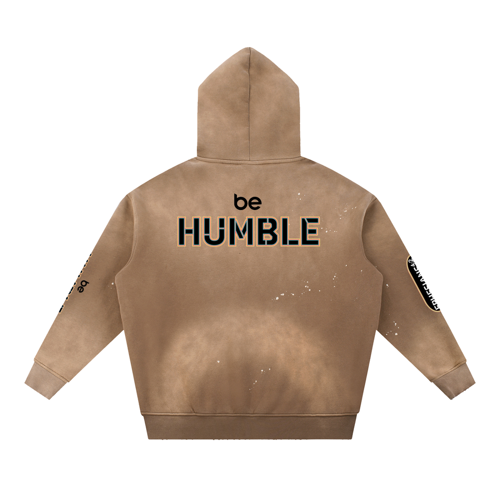 Be Humble S1 Vintage Washed Frayed Fleece Hoodie
