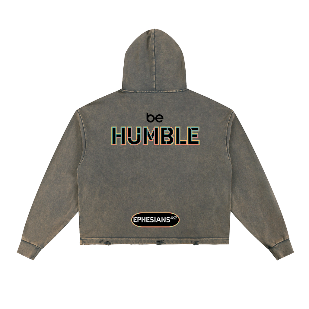 Be Humble S1 Vintage Washed Frayed-Hem Hoodie