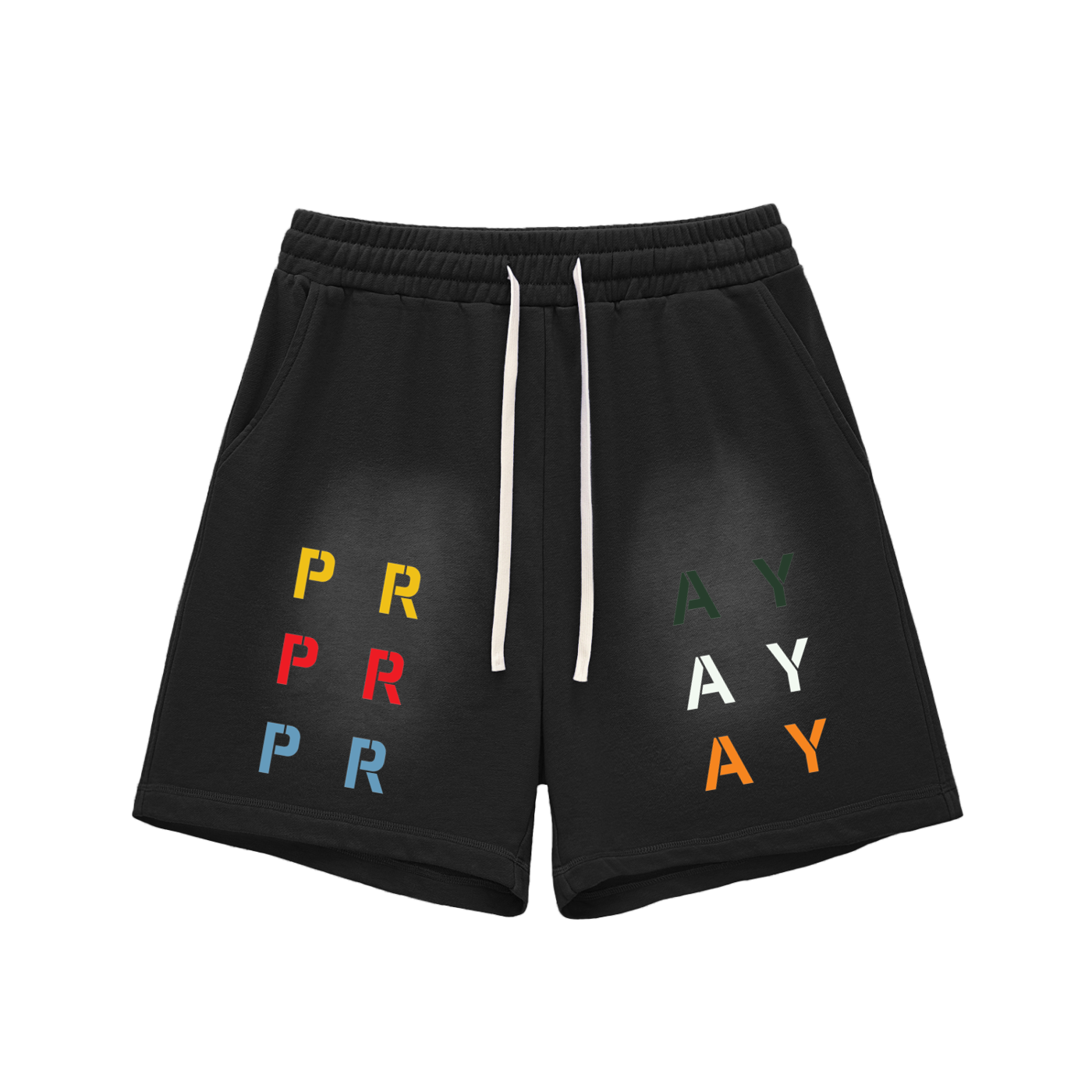 Pray S5 Sun Fade Raw Edge Cotton Shorts