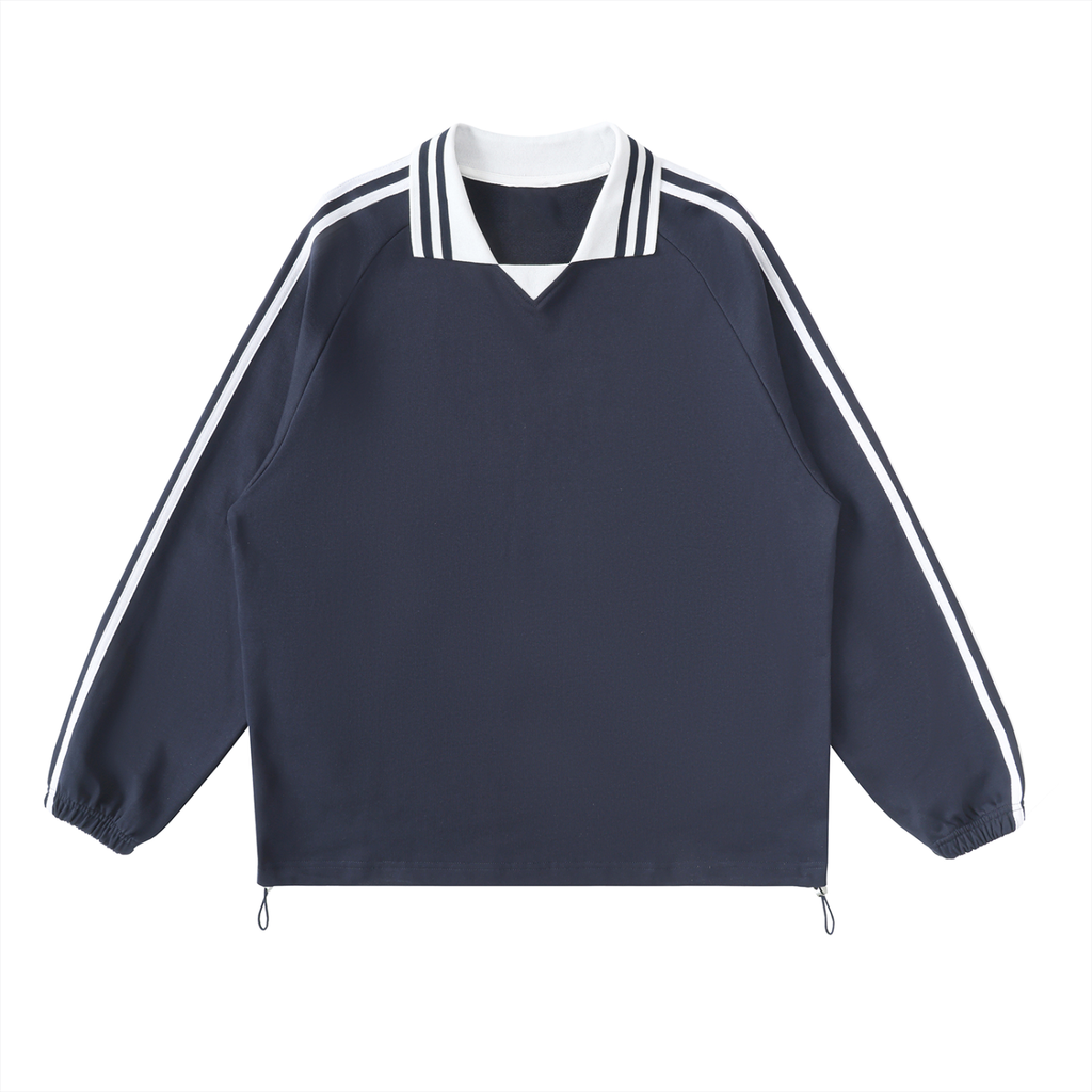 Pray S7 Contrast Striped Lapel Collar Sweatshirt