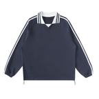Pray S7 Contrast Striped Lapel Collar Sweatshirt