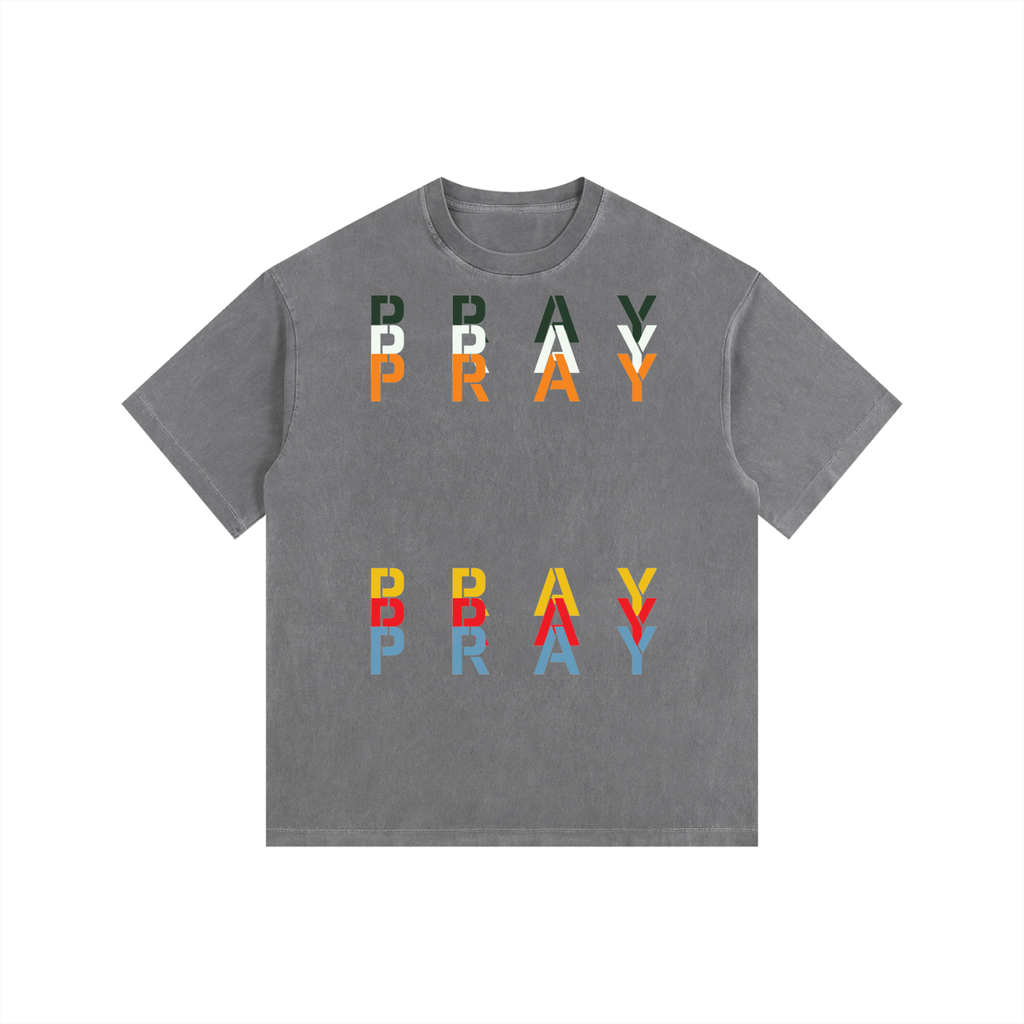 Pray S5 Vintage Washed Oversized Cotton T-Shirt