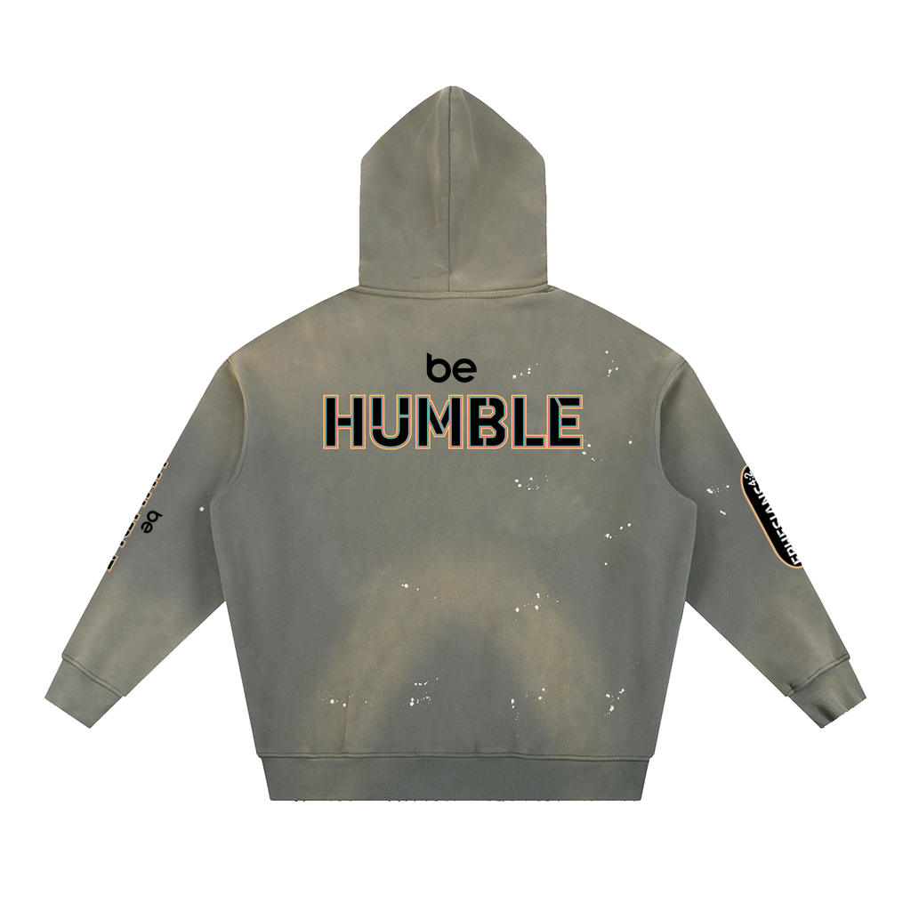 Be Humble S1 Vintage Washed Frayed Fleece Hoodie