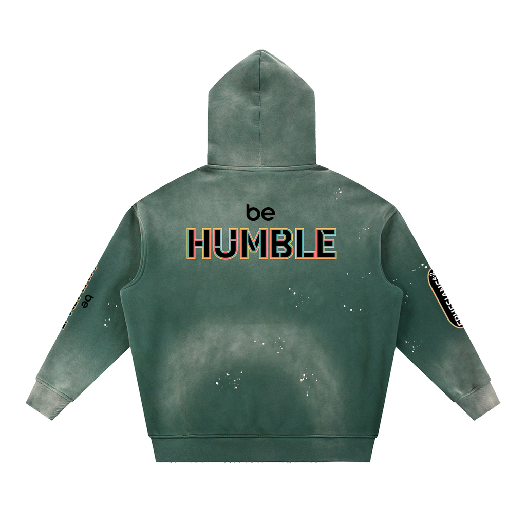 Be Humble S1 Vintage Washed Frayed Fleece Hoodie