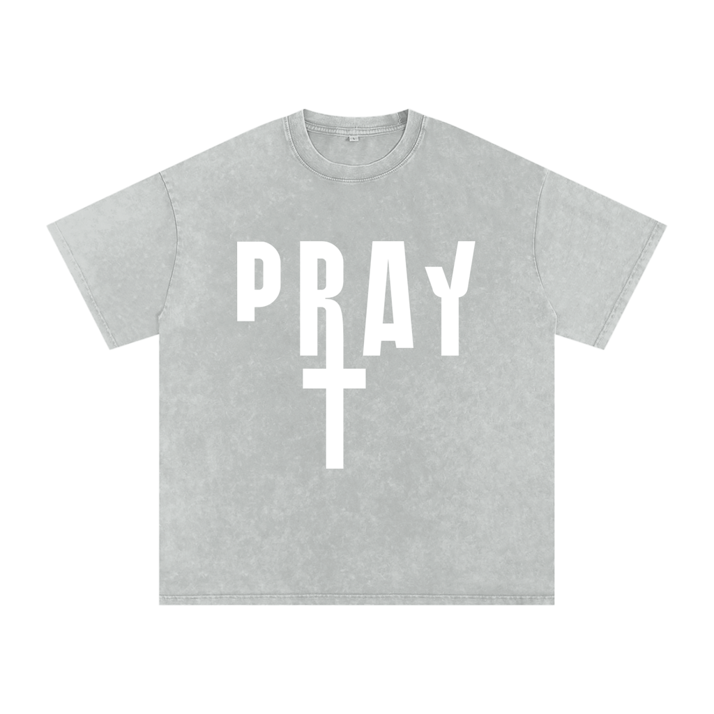 Pray S7 Snow Washed Oversized Cotton T-Shirt