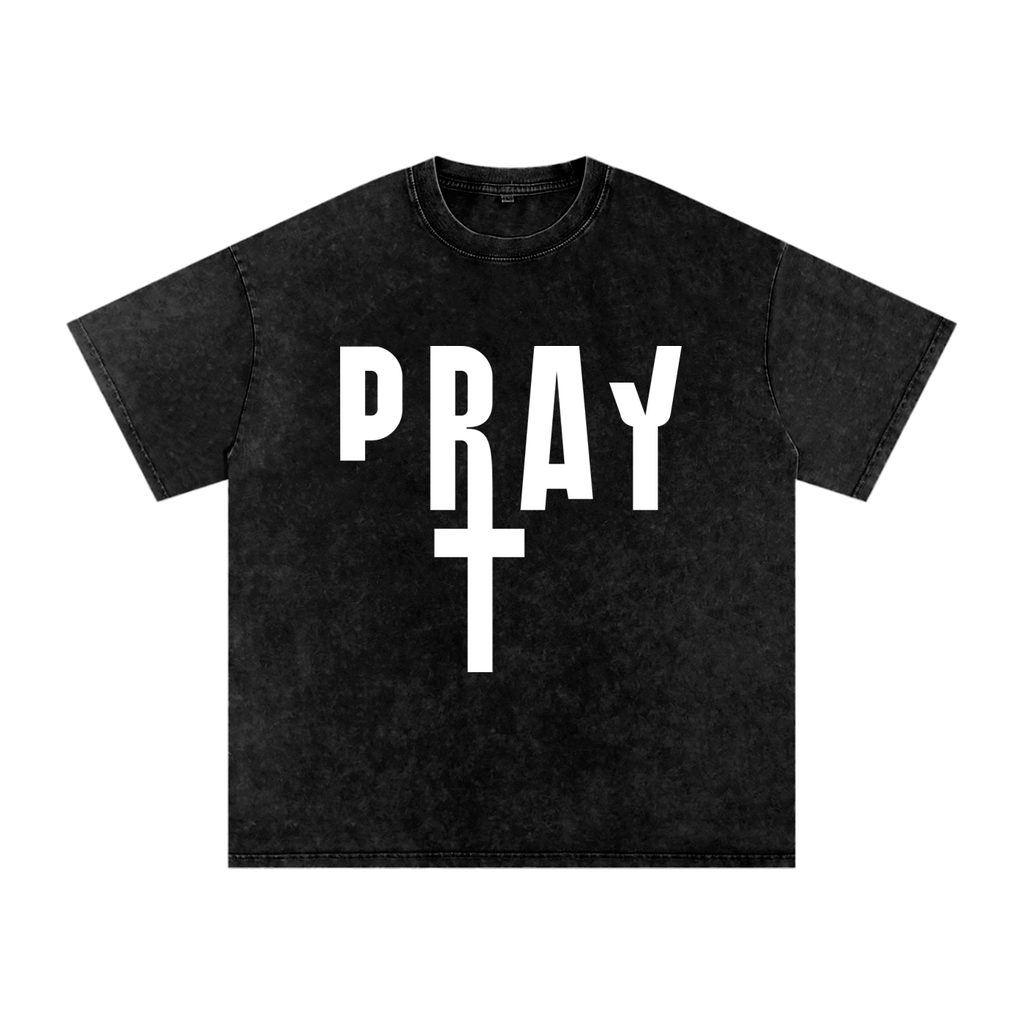 Pray S7 Snow Washed Oversized Cotton T-Shirt