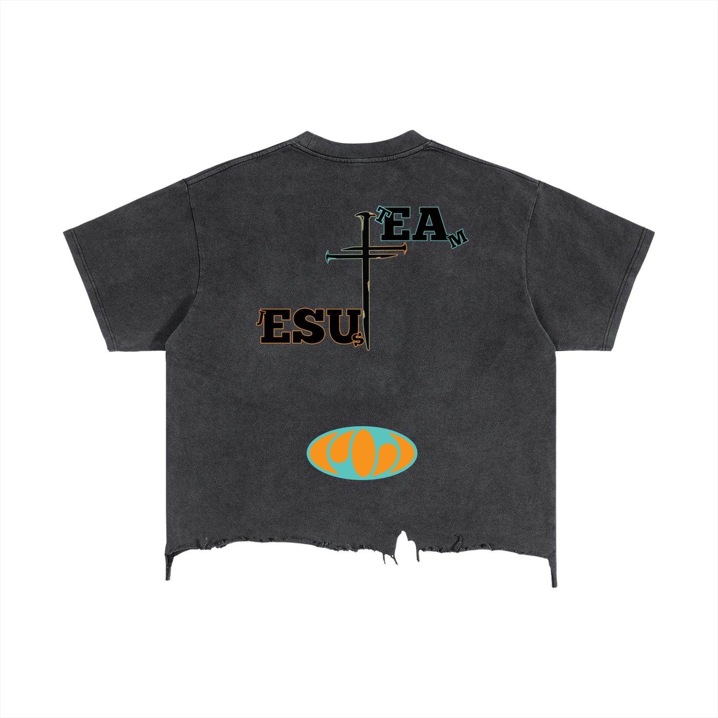 Team Jesus S1 Boxy Distressed Hem T-Shirt