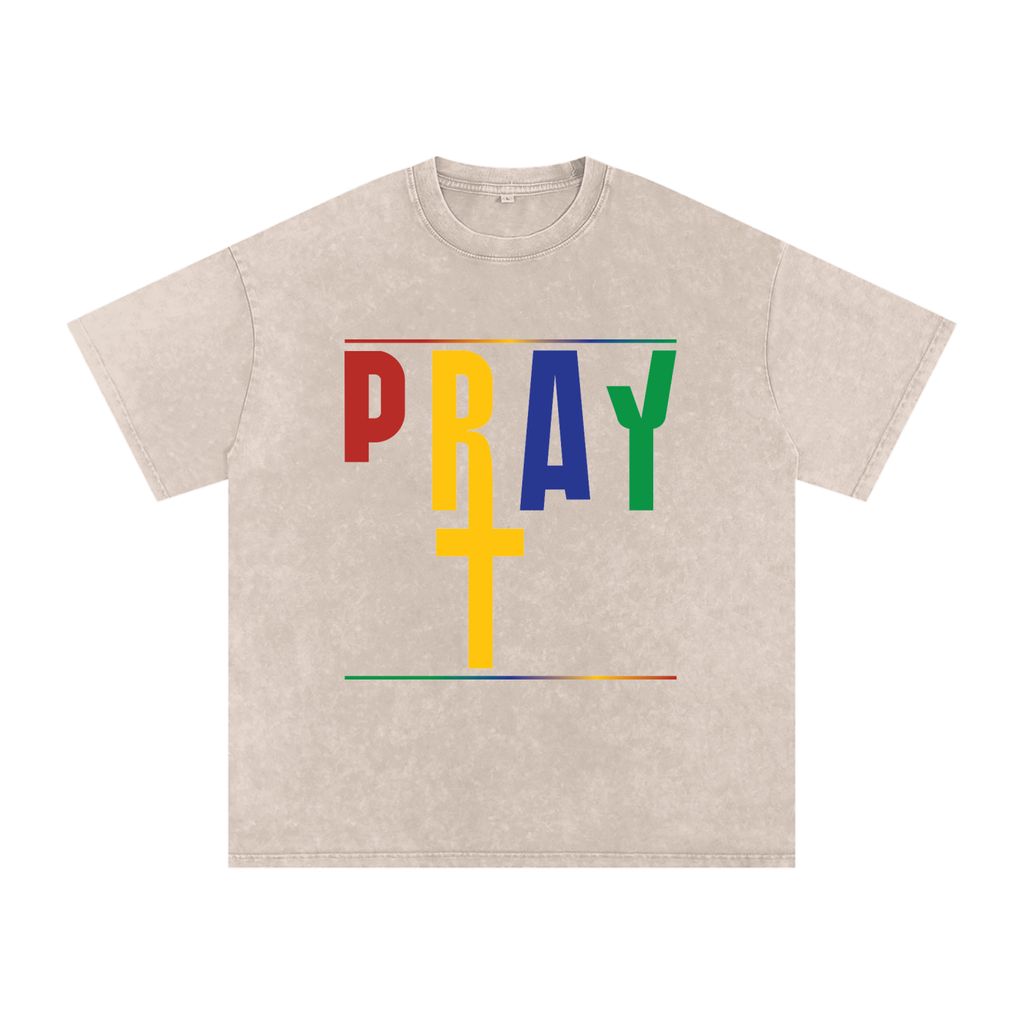 Pray S7 Snow Washed Oversized Cotton T-Shirt