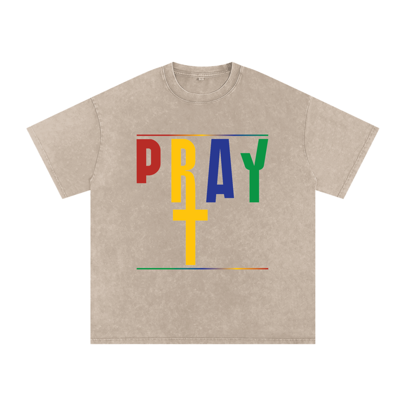 Pray S7 Snow Washed Oversized Cotton T-Shirt