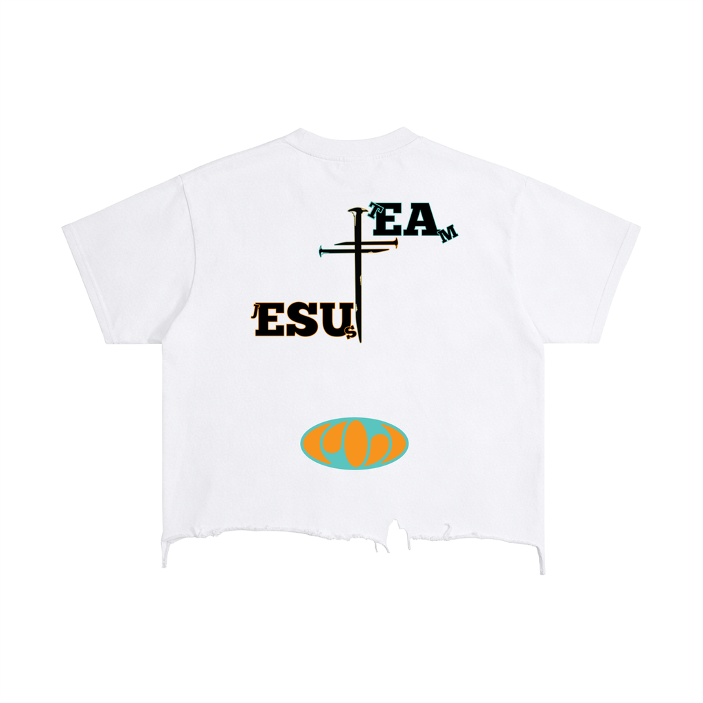 Team Jesus S1 Boxy Distressed Hem T-Shirt