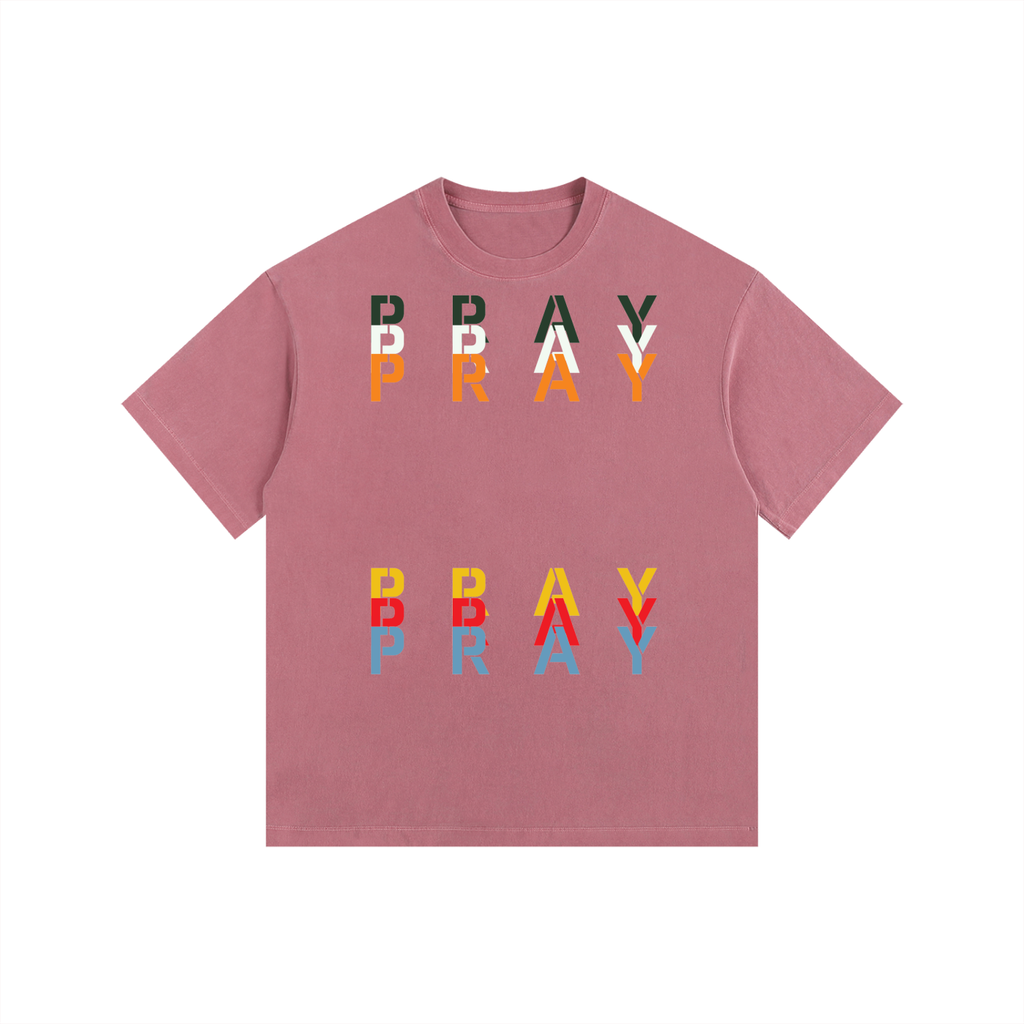 Pray S5 Vintage Washed Oversized Cotton T-Shirt
