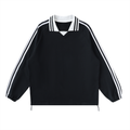Pray S7 Contrast Striped Lapel Collar Sweatshirt