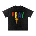 Pray S7 Snow Washed Oversized Cotton T-Shirt