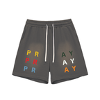 Pray S5 Sun Fade Raw Edge Cotton Shorts