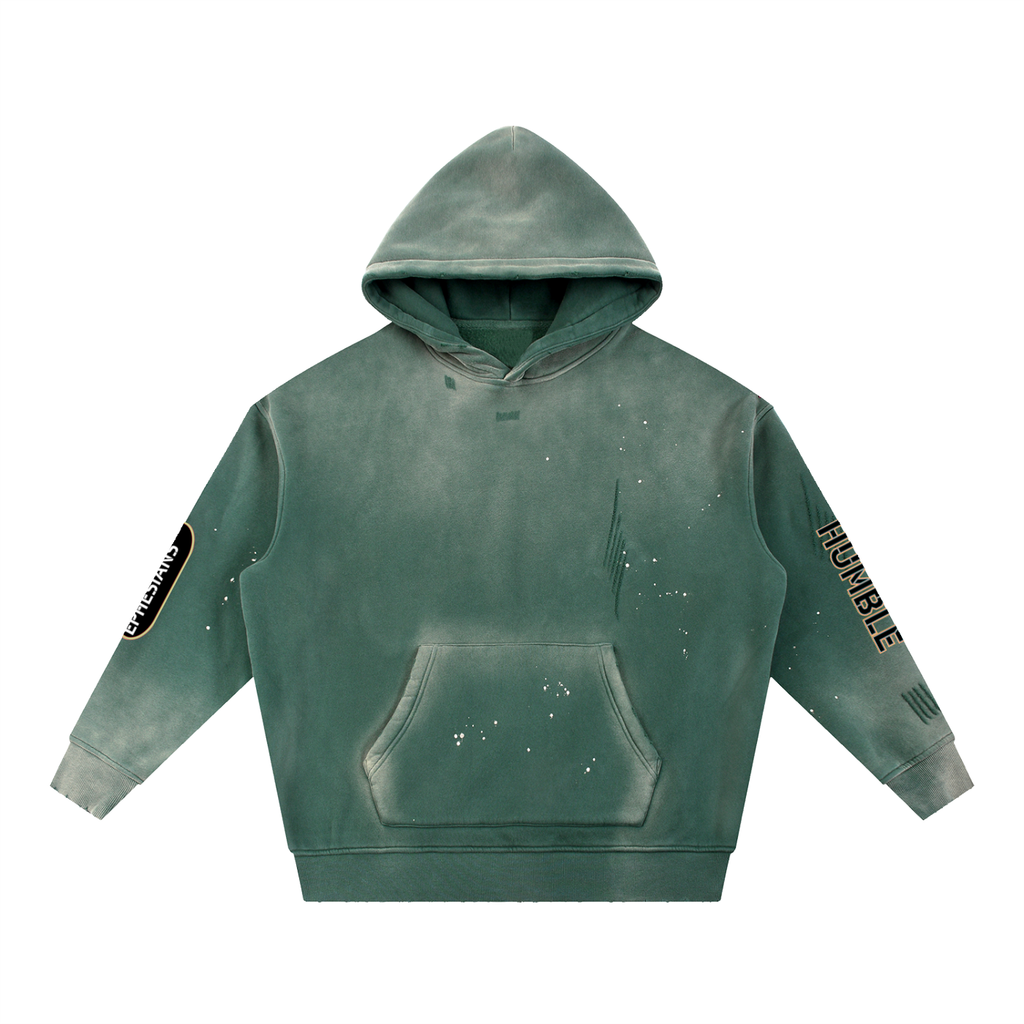 Be Humble S1 Vintage Washed Frayed Fleece Hoodie