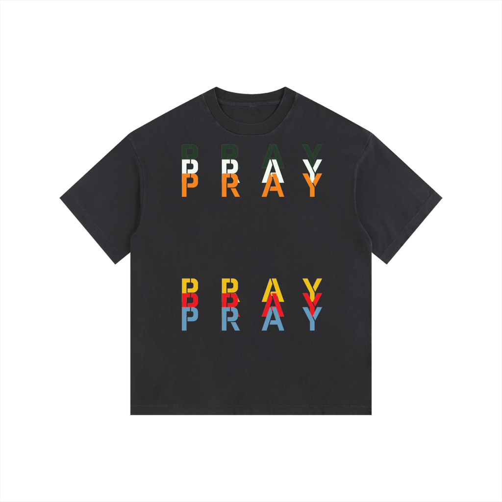 Pray S5 Vintage Washed Oversized Cotton T-Shirt