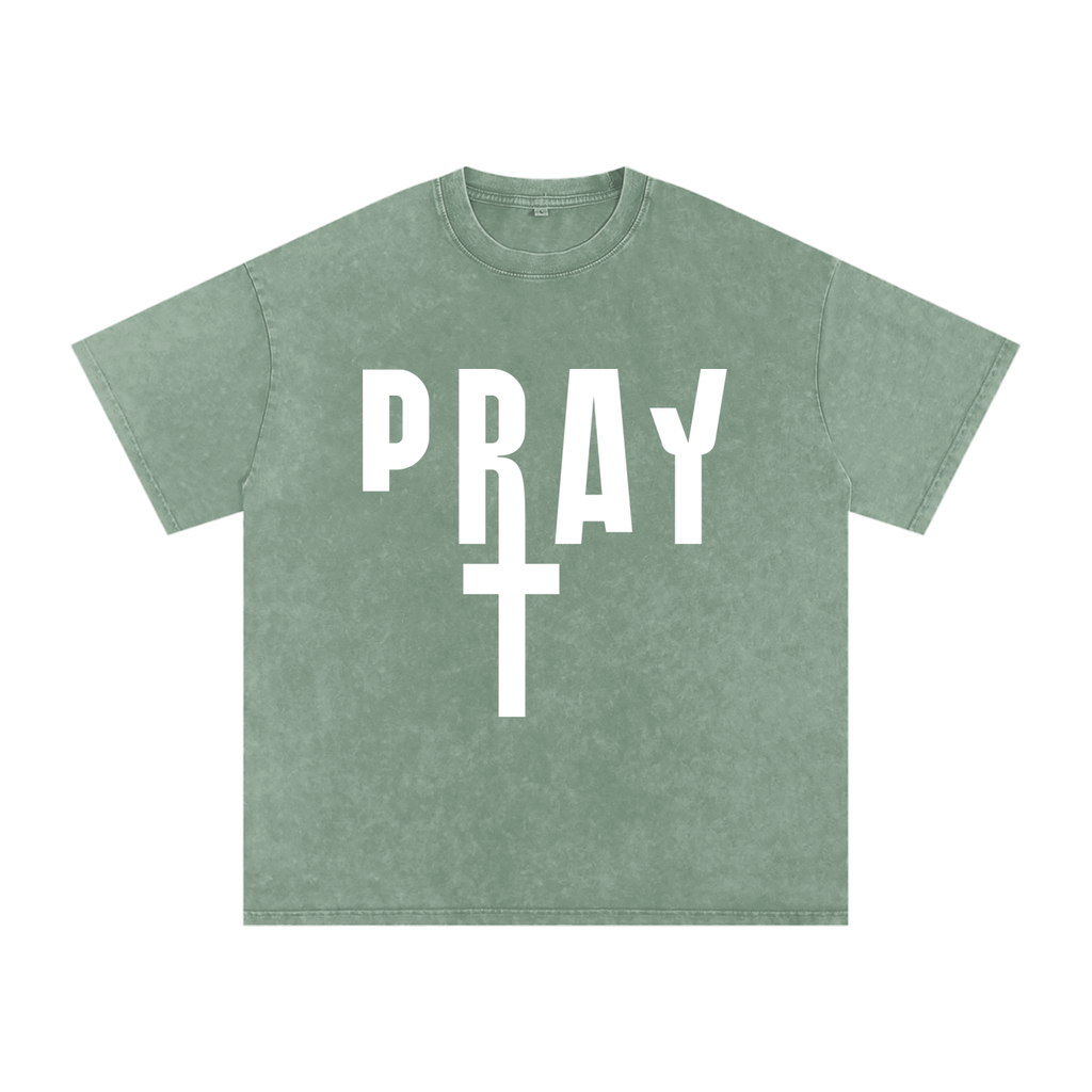 Pray S7 Snow Washed Oversized Cotton T-Shirt