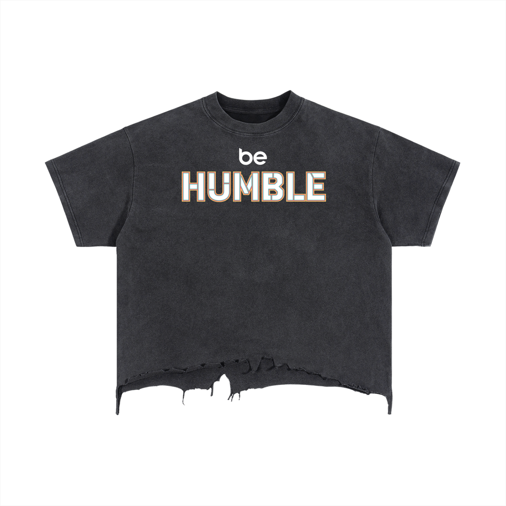 Be Humble S1 Vintage Wash Boxy Distressed Hem T-Shirt