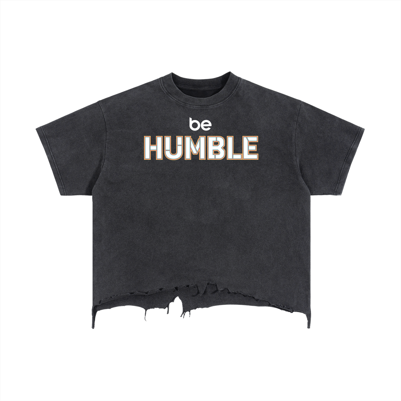 Be Humble S1 Vintage Wash Boxy Distressed Hem T-Shirt