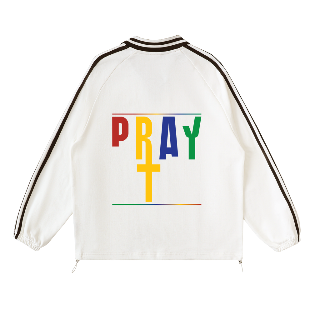 Pray S7 Contrast Striped Lapel Collar Sweatshirt