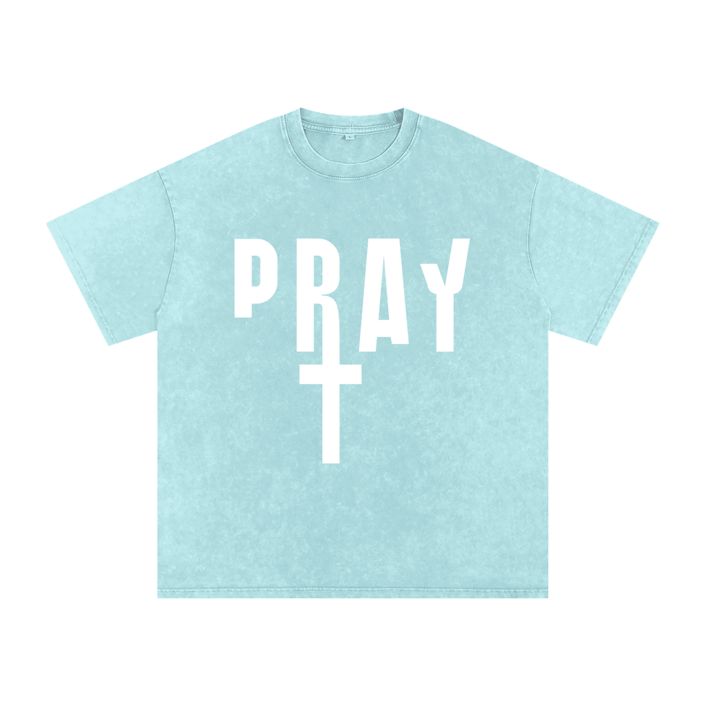 Pray S7 Snow Washed Oversized Cotton T-Shirt