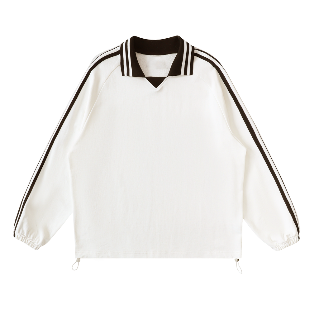 Pray S7 Contrast Striped Lapel Collar Sweatshirt