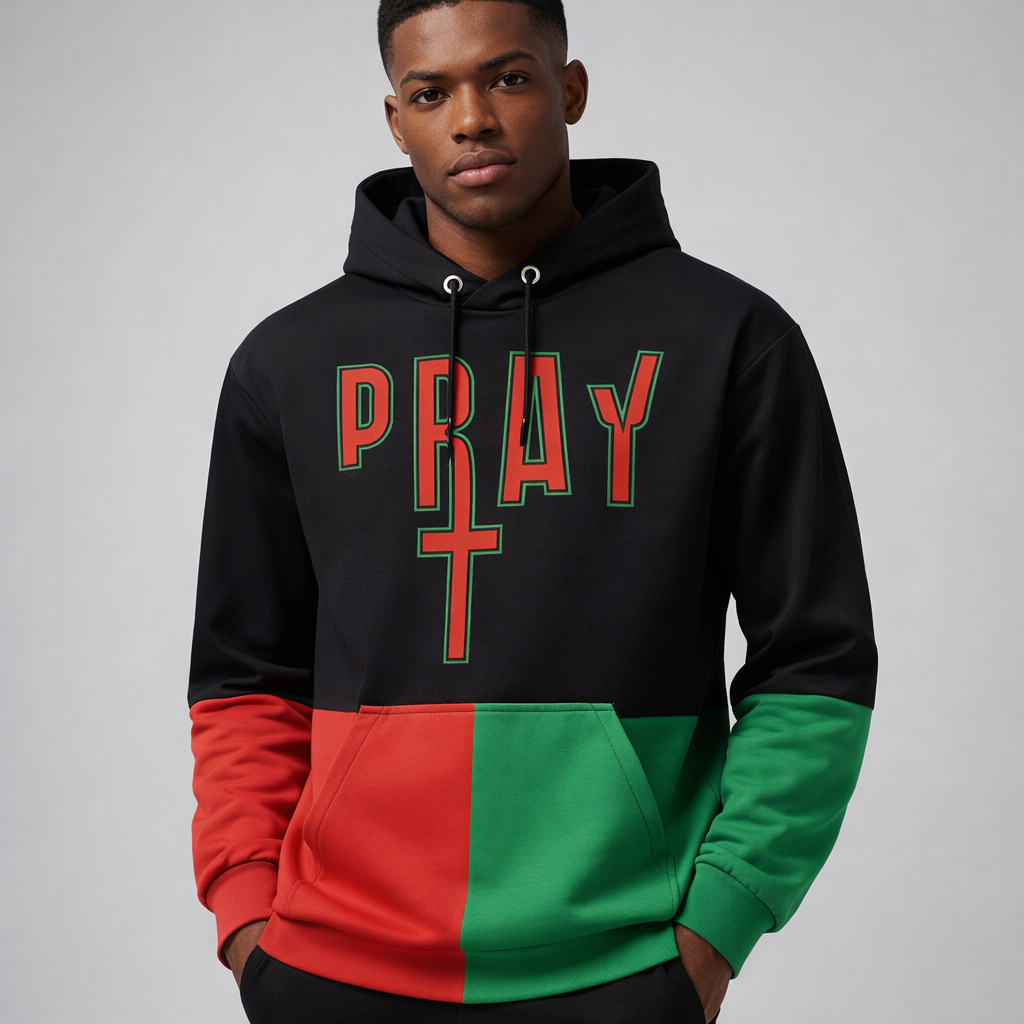 Pray S7 Hoodie Green.Red